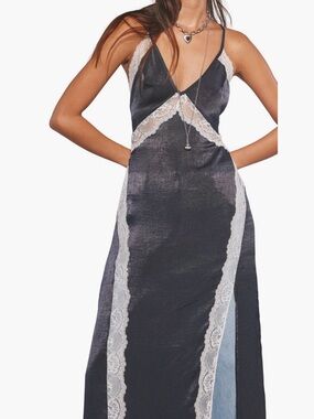 Free people NWT Lace Trim Slip Dress in Charcoal - Unbranded